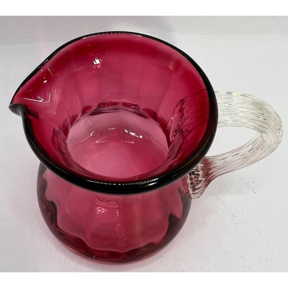 Vtg Cranberry Glass Pitcher Hand Blown No Chips - Picture 2 of 5